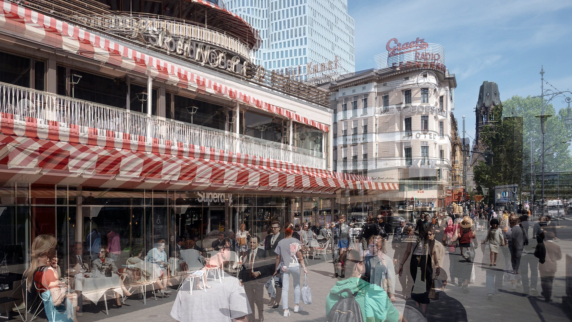 Michael Wesely, Herbert Maschke, Kurfürstendamm am Café Krenzler, Berlin, 1962/2023