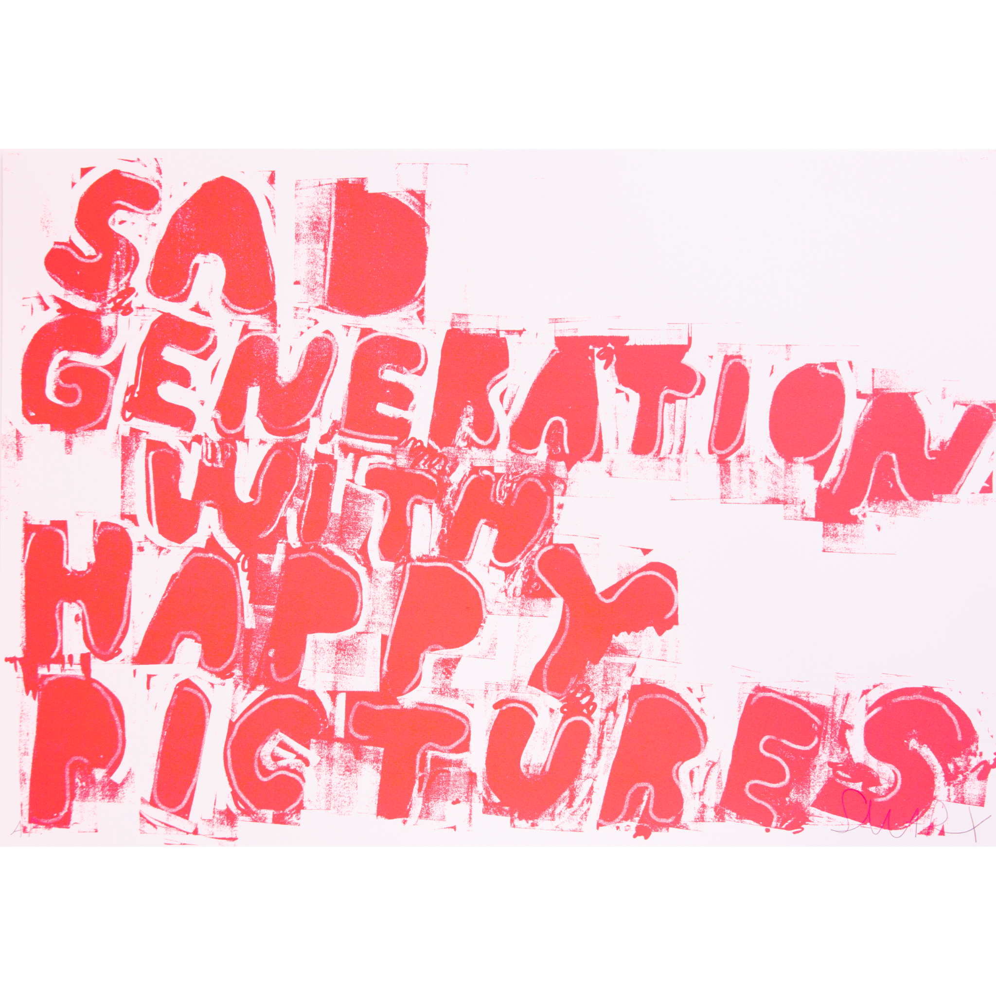 Stefan Marx - Sad Generation with Happy Pictures (Fluorescent Magenta Red), 2022