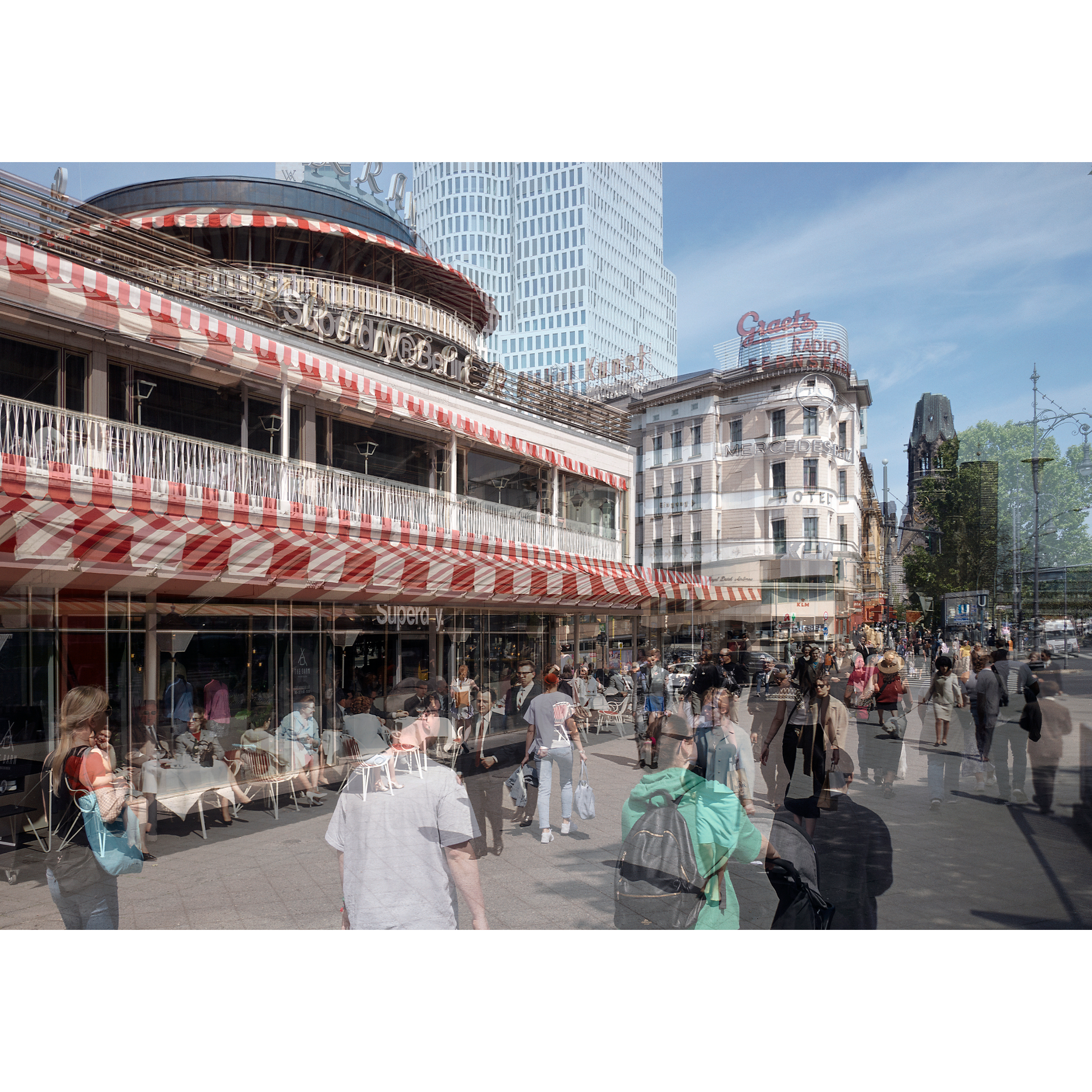 Michael Wesely mit/with Herbert Maschke - Kurfürstendamm am Café Kranzler, Berlin (1962/2023)