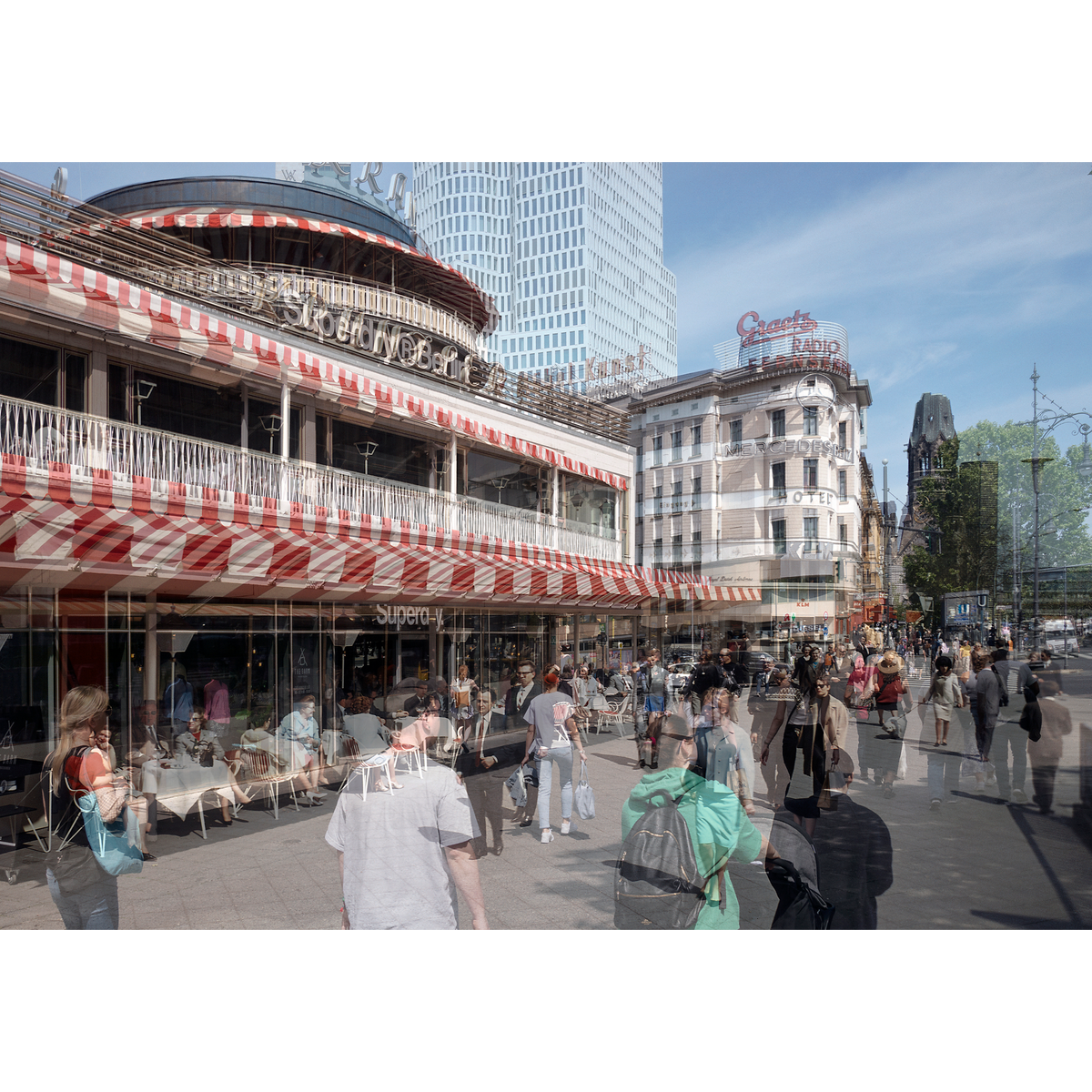 Michael Wesely mit/with Herbert Maschke - Kurfürstendamm am Café Kranzler, Berlin (1962/2023)